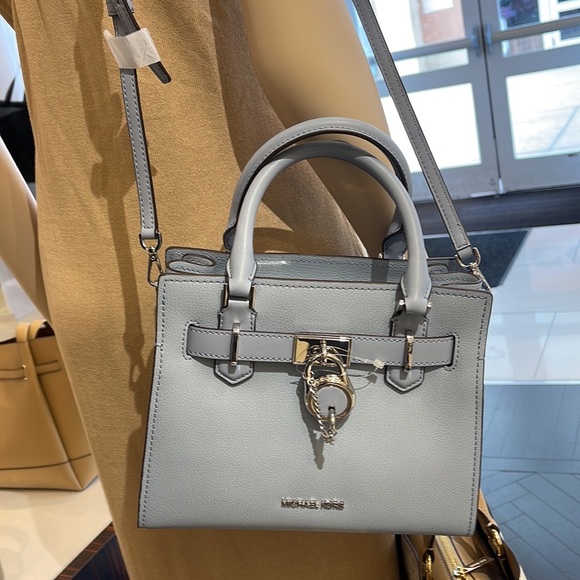 Michael Kors Hamilton Small Satchel Shoulder Crossbody Bag COLOR: Pale Blue - Picture 13 of 16